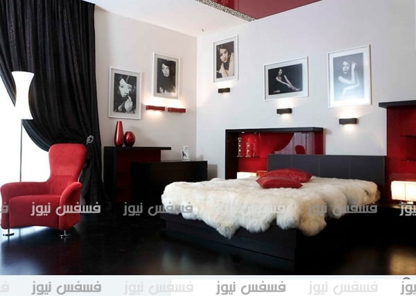غرف نوم حمراء بيضاء سوداء