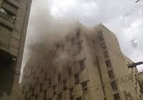 حريق هائل بمبني التأمينات الاجتماعية