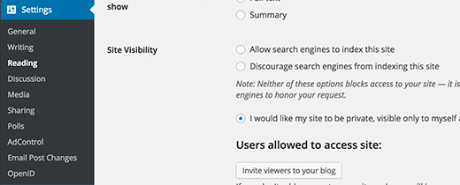 تعيين مدونة WordPress.com إلى خاصة تعيين مدونة WordPress.com إلى خاصة