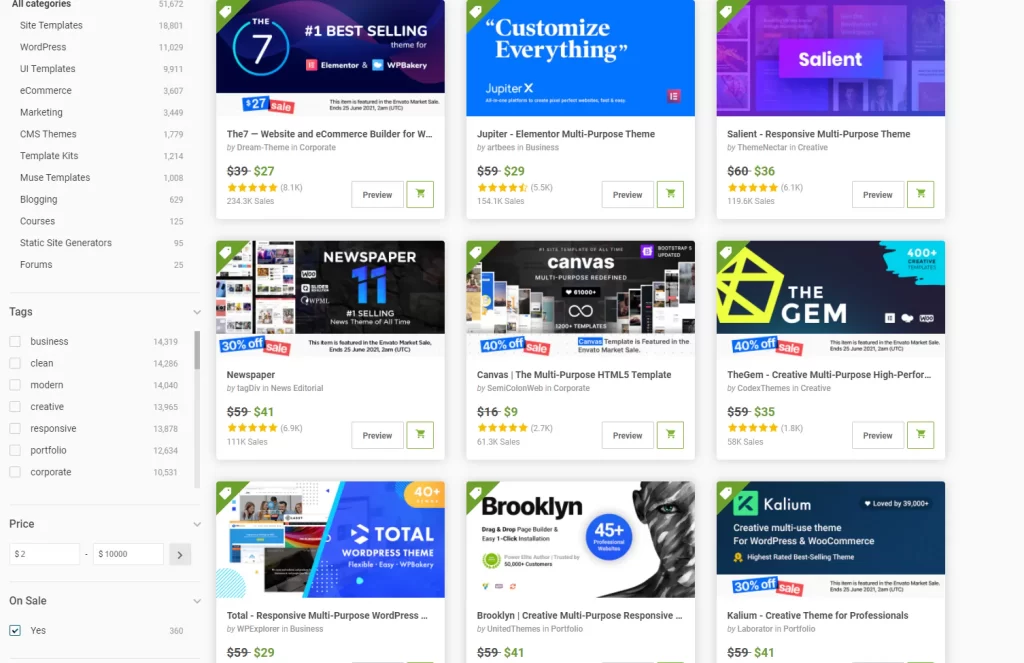 القوالب الأكثر مبيعاً على ثيم فورست القوالب الأكثر مبيعاً على ثيم فورست